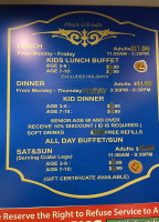 Hibachi Super Buffet menu