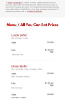 Golden Panda Buffet menu