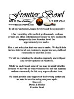 Frontier Bowl menu