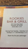 Rookies Grill menu