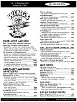 Wings Etc. menu