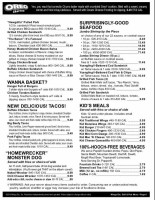 Wings Etc. menu
