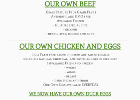 Lull Farm menu