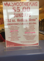Smoothie King menu