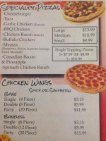 Bedlam Pizza menu