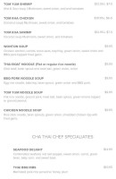 Cha Thai menu