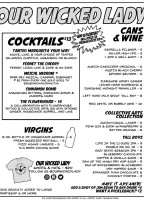 Our Wicked Lady menu