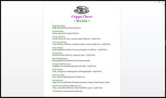 Cuppa Cheer Tea Room Gift Shop menu