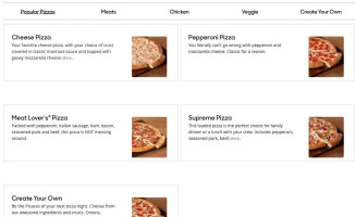 Pizza Hut menu