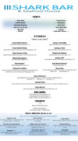 Shark And Seafood House menu