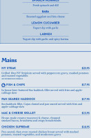 Lion's Head Tavern menu