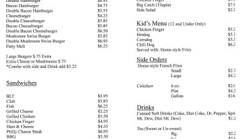 Buck-n-bean's Burgers menu