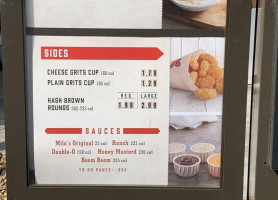 Milo's Hamburgers menu