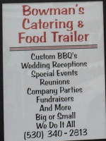 Bowman's Catering menu