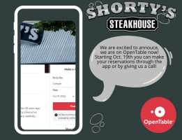 Shortys Steakhouse menu