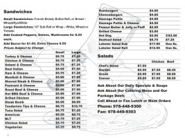 The Country Butcher And Deli menu