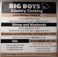Big Boys Country Cooking Of Clinton menu