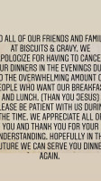 Biscuits And Gravy menu