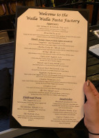 Walla Walla Pasta Factory menu