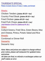 Upscale Soulfood And Catering menu