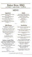 Baker Bros. Bbq menu