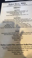 Baker Bros. Bbq menu