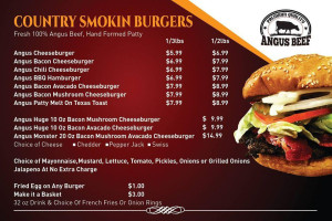 Country Smokin Burgers menu