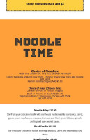 Noodle Time menu