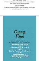 Noodle Time menu