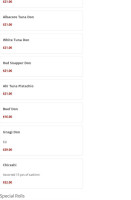Yoshino Asian Fusion menu