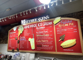 Mattheessen's Ice Cream, Cookies, Fudge menu