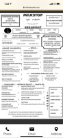 Milkstop Cafe menu