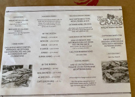 Capt. Bob's Steamed Crabs menu