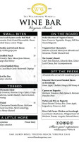 The Williamsburg Winery Wine menu