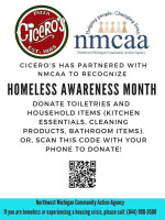 Ciceros Pizza Parlor menu