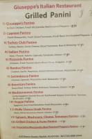 Giuseppes Pizza menu