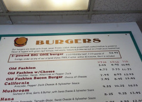 Sylvester's Burgers menu