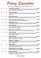 Peking Chinese menu