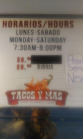 Tacos Y Mas menu