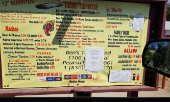 Bens's Taco Stand menu