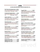 Smethport Drive In menu
