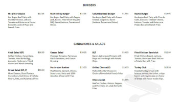 The Diner menu