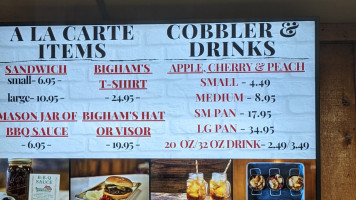 Bighams Smokehouse menu