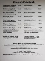 Clancy's Pub menu