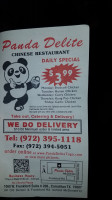 Panda Delite menu