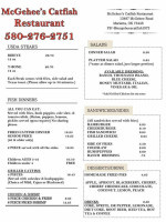 Mcgehee’s Catfish menu