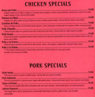 Playa Bonita menu