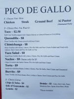 Pico De Gallo menu