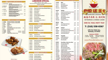 Pho Le menu