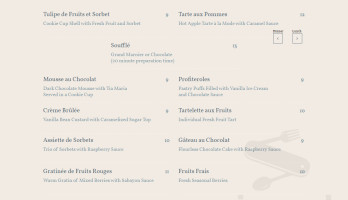 La Chaumière menu
